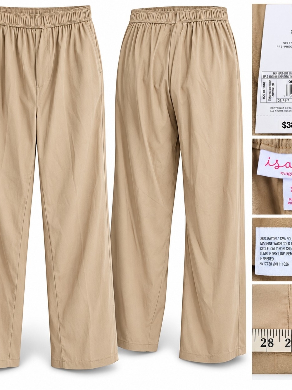 Isabel by Ingrid+Isabel XS Maternity Pants Coastal Minimalist Casual Tan Pull-On
